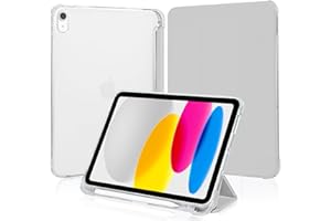 4UBonLife Cover per iPad (A16) 11ª Generazione 11" 2025/iPad 10ª Generazione 10,9 Pollici 2022 con Portapenne, Custodia Protettiva Sottile Leggero, Case Retro Traslucido in Morbido TPU, Grigio Chiaro