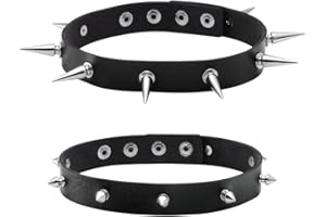 Manfnee Punk Goth Collar Choker for Women Men PU Leather Spike Studded Chain Necklace Adjustable