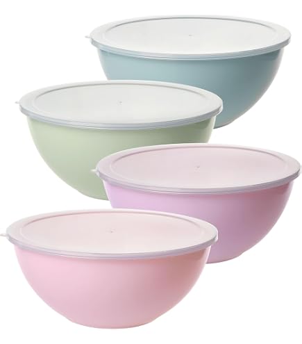 Ciotola modello Pastel, con coperchio da 5 l, set da 4 pezzi, ciotola per insalata con coperchio, ciotola per miscelazione, plastica (PP), senza BPA