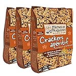 Michel et Augustin Crackers apéritif huile d'olive et sel de Guérande aux graines de sarrasin, de tournesol et de sésame noir 65g - Lot de 3