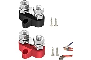 GGUFAY 2 Piezas Bloques de Terminales de Batería M10 Bloque de Conexión de Pernos 12V-48V DC Distribución de Energía para Automóvil Camión RV Barcos