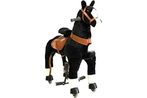 Galoppo Reitpferd auf Rollen für Kinder ab 3 Jahren in schwarz – XXL Spielpferd zum Spielen und mechanischen Reiten für Indoor und Outdoor