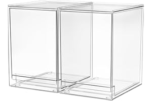 A-LuGei 2 Stücke 𝗚𝗿𝗼ß 𝗩𝗲𝗿𝘁𝗶𝗸𝗮𝗹𝗲 Schubladen Organizer Schminktisch, Stapelbar Make up Organizer Schublade Kosmetik, Schubladenbox mit Deckel für Badezimmer Schrank Küchen Kühlschrank