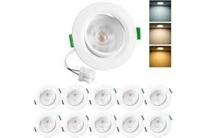 Vlio LED Downlights Rotatable Ultra Slim 5W LED Recessed Ceiling Lights Dimmable, Warm White 3000K Neutral White 4000K Cool White 6000K Adjustable, IP44 Spotlights for Bathroom Kitchen, 10 Pack