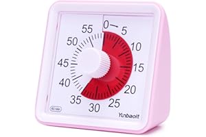 Yunbaoit Minuteur analogique visuel, Compte à rebours Silencieux, Outil de Gestion du Temps pour Enfants et Adultes(Pink)