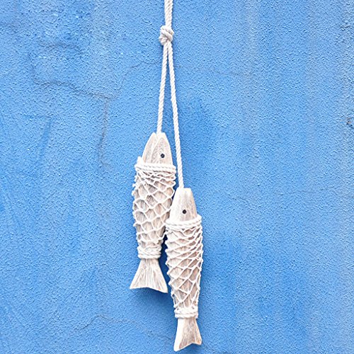 2x Rustikale Küsten Hand Geschnitzt Meereskunstraumdekor Fisch Wanddeko Hängen Deko L - 8