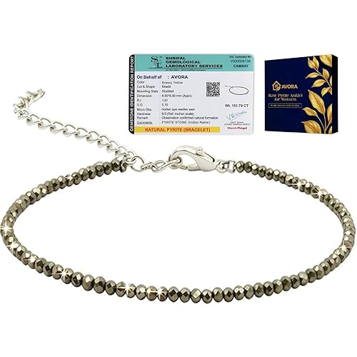 AVORA Raw Pyrite Anklet for Women | Natural Stone Jewellery for Wealth, Luck & Protection | Certified Pyrite Crystal Payal | Spiritual Healing Jewellery Gift for Girls & Women