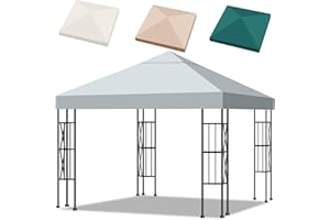Inoamity - Lona para techo (3 x 3 m, impermeable, para pérgola/cenador, funda extraíble anti-UV, alta resistencia (poliéster 300D) - Protección solar para jardín, terraza, camping y playa, gris