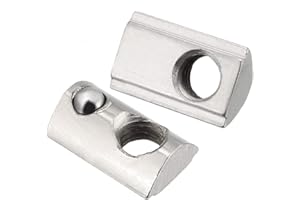 sourcing map Roll-In Spring M5 T Nut, Roll Ball Elastic Nuts for 2020 Series Aluminum Extrusion Profile Suitable for Aluminum Profile With 6mm Groove Depth Pack of 20