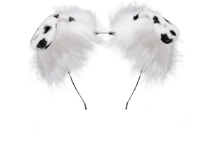 Dodheah Animale Orecchio Cosplay Capelli Cane Orecchie Cerchietti Orecchie di Lupo Copricapo Accessori per Donne Ragazze Halloween Natale Carnevale Costume Bianco