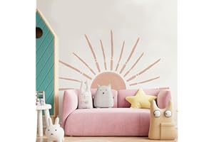 astrkiz Demi-soleil Sticker mural autocollant en PVC transparent pour enfant fille garçon et chambre de bébé, chambre de bébé, demi soleil rose A