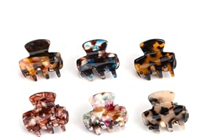 olyee Hair Claw Clips Tortoise Shell Style, 6 Pieces Small Size Hair Claws Hair Jaw Clip Claw Clamp Acrylic Clip Grip for Women Girls Fine