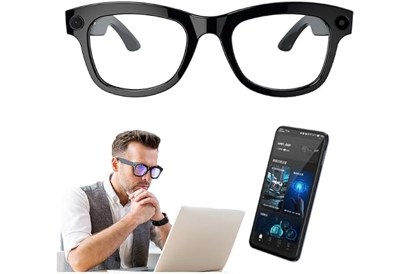 Lunettes intelligentes IA, avec caméra 500 W, ChatGPT intégré, commande vocale, Wi-Fi 4.0 + Bluetooth 5.3, lunettes de soleil avec traducteur Bluetooth intelligent, pour la musique et les appels,B