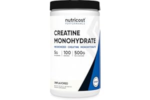 Nutricost Kreatin-Monohydrat mikronisiertes Pulver 500g, 5000 mg pro Portion(5g) – 100 Portionen für Ausdauer, sportliche Leistung und Erholung