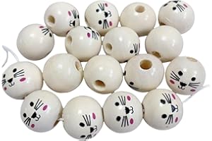‎LGIFUTMAX LGIFUTMAX 60 Stück Holzperlen mit Gesicht,20mm Holzkugeln Holzköpfe mit Gesicht für Sorgenwürmchen Natur Smile Face Bastelperlen Rund mit Holz für DIY Bastelarbeiten Bastelbedarf