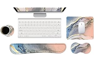 newplenty Tapis de Souris, Ergonomique Repose Poignet,Repose-Poignet Clavier Mousse à Mémoire,sous - Verres,Ensemble de protège - Poignets 4 en 1