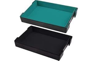 SIQUK 2 Piezas Tablero de Dados Magnético Bandeja de Dados Rectangular Tablero de Dados Plegable Dice Tray para DND RPG (Cian, Negro)