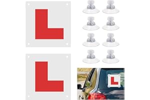 WINHOLILUX 2 Pack Magnetic L Plates for Car, Fully Magnetic Learner Driving L Plates with 8 Suction Cups Magnetic Car Sticker for Learner Drivers Easy Install & Remove, Waterproof, Reflective, Repeatable