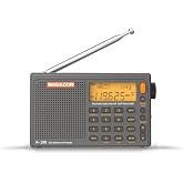 SIHUADON R-108 Taşınabilir Radyo AM FM SW LW Hava Bandı, K&uuml;&ccedil;&uuml;k Retro Acil Radyo Dijital Pille &Ccedil;alışan 5W Hoparl&ouml;r Saatli Rady
