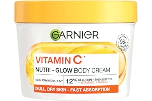 Garnier Vitamin C* Nutri – Glow Body Cream, for Dry & Dull Skin, Fast absorbing, Vegan Formula, Approved by Cruelty Free International, 380ml