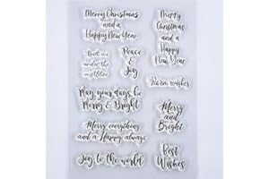 KWELLAM Words Merry Christmas Happy New Year Peace and Joy Best Wishes Clear Stamps for Card Making Decoration and DIY Scrapbooking 3101910
