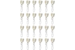 Chstarina 48 Pezzi Rulli di Scorrimento per Tende, Bianco Gancio per Binario Tende Scorrevoli, Ganci per Binario Tenda in Plastica, Pulegge Silenziose per Tende, Ganci per Tende Scorrevoli per Binario