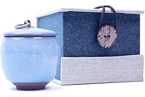 MZQSIY Small Ashes Urn Pet Ashes,Cremation Urns Ceramics Memorial Ashes Urn,Sealed and Moisture-Proof,Handicrafted Ceramic Coffins for Pets or Humans to Keep Ashes (Blue)