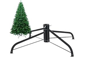 ‎ASOENTIWOX Weihnachtsbaumständer, Faltbarer Christbaumständer (lang 43cm, ø2.2cm) Metall Baumständer Weihnachten mit rutschfeste Gummifüße, Tannenbaumständer für 0.9M - 1.8M Weihnachtsbaum (Dunkelgrün)