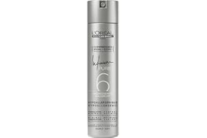 L'Oréal Professionnel, Laque Infinium Pure, Diffusion Ultra Fine, Brillance & Toucher Naturel, Formulation Légère & Hypoallergénique, Fixation Souple/Forte/Extra Forte, Sans Parfum