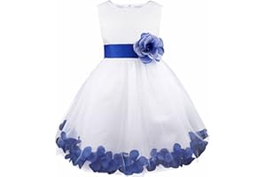 iEFiEL Baby Girls Bowknot Flower Petals Wedding Pageant Bridesmaid Dress Princess Birthday Party Tutu Dress Ball Gowns