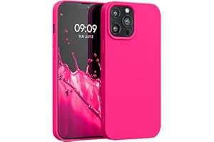 kwmobile Carcasa Compatible con Apple iPhone 13 Pro MAX Funda de Silicona - Flexible con Interior de Microfibra - Suave Protector antigolpes - Rosa neón