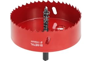 QWORK® Sierra corona 110mm, M42 HSS sierra de agujero bimetálico, con vástago hexagonal y broca para aluminio, hierro y madera