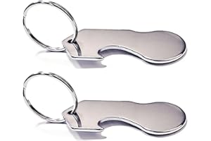 TingDongWei 2 Piezas Llavero para Carros de la Compra, Monedas para Carrito de la Compra, Llave y Moneda Extraíbles de Acero Inoxidable para Liberar el Carrito de