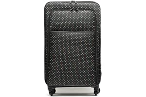 MISAKO Maleta de Tela Mediana de Viaje estri Negro Unisex - Equipaje Blando semirrígido de 66 X 40 X 22 cm de 4 Ruedas