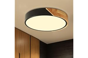 NICEME 24W Plafoniera LED Legno 3000K Bianco Caldo Moderni Ultra magro Rotondo ​Plafoniere da Soffitto, Ø30CM,per Bagno Soggiorno Camera Corridoio Ufficio