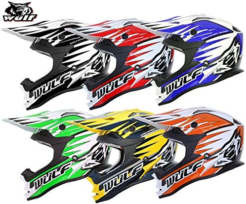 WULFSPORT KIDS NEW ADVANCE MOTOCROSS MOTOR BIKE CYCLE ATV BMX QUAD ENDURO CRASH PROTECTION OFF ROAD SPORTS HELMET (M, BLUE)