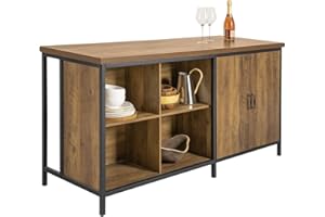 SoBuy Isola Cucina Mobiletto di Stoccaggio, Credenza Multifunzionale, Cucina Mobile Bar, Mobile da Soggiorno in Stile Industriale, Madia Salvaspazio 170 x 60 x 89 cm KNL01-F
