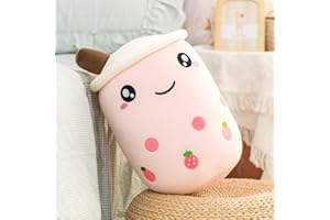 KOWAKA Bubble Tea Cup peluche morbido farcito Boba Mile Tea Throw Pillow (M 35 cm, fragola)
