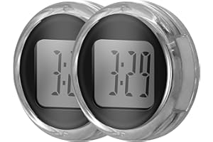 SUNJULY 2 Stück Motorrad Uhr, IP64 Wasserdichte Mini Motorrad Uhr, Paste Stil mit Klare Anzeige Digital Uhr Funktion Zeit für Fahrrad Motorrad und Autos