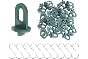 USHXVG 50 Plastic Hooks and 10 S-Shaped Metal Hooks, Greenhouse Accessories, Greenhouse Fixing Clips, Greenhouse Vegetable Roller Hooks, Mini Greenhouse Clips, Sturdy Greenhouse Hooks, Plant Hanging Tools