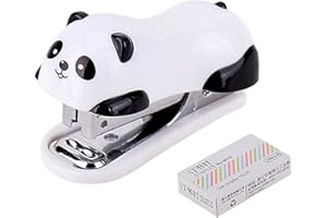 LKTFATD Portable Mini Cute Panda Desktop Stapler Set with 1000PCS No.10 Staples for Office School Home or Travel Use