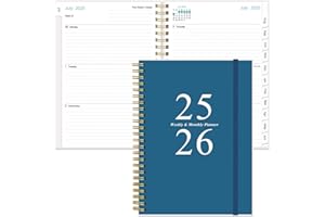 HEVEBOIK 2025-2026 Diary - Planner 2025-2026 from July 2025 - June 2026, Weekly & Monthly Planner & Journal to Track Goals, 14.8 x 21cm, Blue