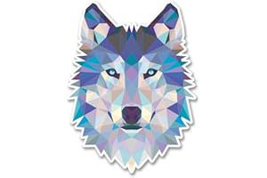 DESTINATIONVINYL 2 x 10cm/100mm Abstract Husky Wolf Vinyl Sticker Decal Laptop Travel Luggage Car iPad Sign Fun #6214