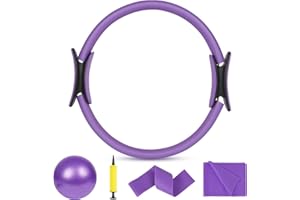 AOOSA Pilates Kit, 15''/38 cm Pilates Ring con Asas Acolchadas Dobles, 4/6 Piezas Juego de Anillos de Pilates Yoga, Entrenamiento básico, tonificación de Muslos, Abdominales y piernas