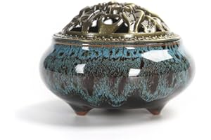 HOLZSAMMLUNG Holz sammlung Quemador de Incienso de Cerámica Tradicional, Quemador de Aceites Esenciales Vela, Decoración de Habitación de Ambientador Difusor de Aire Soporte para Hogar, Oficina, Bebé, Dormitorio#1