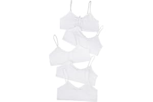 CASEETO Paradise Lot de 5 soutiens-gorge courts en coton blanc uni pour fille
