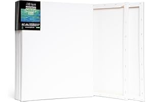 Elan Lienzos Preestirados 40x50, 6-PACK 100% Algodón Lienzos para Pintar Rectangular, Canvas para Pintar 280GSM, Lienzo 40x50, Painting Canvas