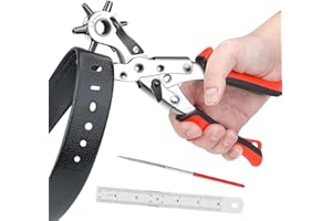 AIRAJ PRO Leather Hole Punch,Belt Puncher Heavy Duty with 6 Holes,Revolving Plier Tool Hole Punch Set,Multi Sized for Belts,Watch,Bands,Straps,Pet Collars,Saddles,Shoes,Cards