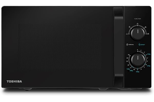 Toshiba Micro-ondes solo 20L MW2-MM20PF(BK), Micro-ondes sur Pied, 800W, 5 Niveaux de Puissance, avec Décongélation Facile, éclairage LED à l'intérieur, Noir