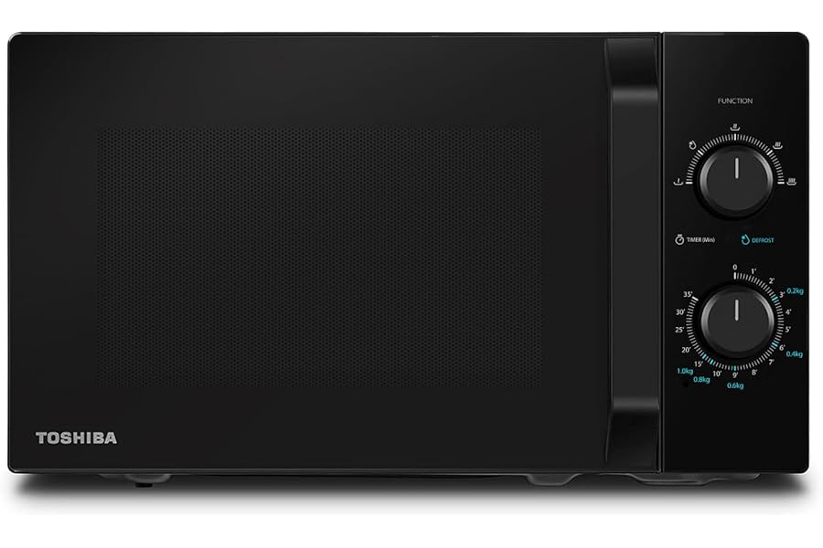 Toshiba MW2-MM20P(BK) Standard Microwave Ovens, 20 Litres, 800 W, 5 Power Levels with Practical Defrost Function, LED Lighting Inside/Black